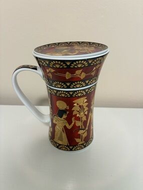 Egyptian Motif Mug Vintage Fathi Mahmoud Porcelain Mug With King Tut